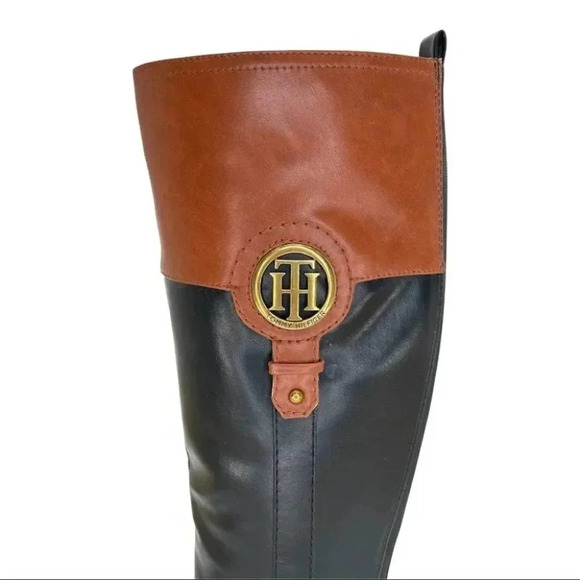 Tommy Hilfiger Ilia4 Black Tan Faux Leather Knee High Womens Boots Size 5M - Picture 7 of 12